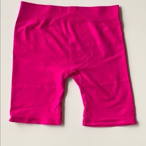 Free People hot pink rubbed biker shorts